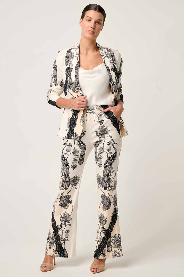 Leandro Contrast Lace Stretch Blazer in Imperial Stone