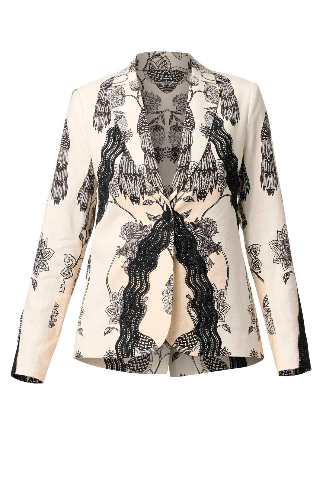 Leandro Contrast Lace Stretch Blazer in Imperial Stone