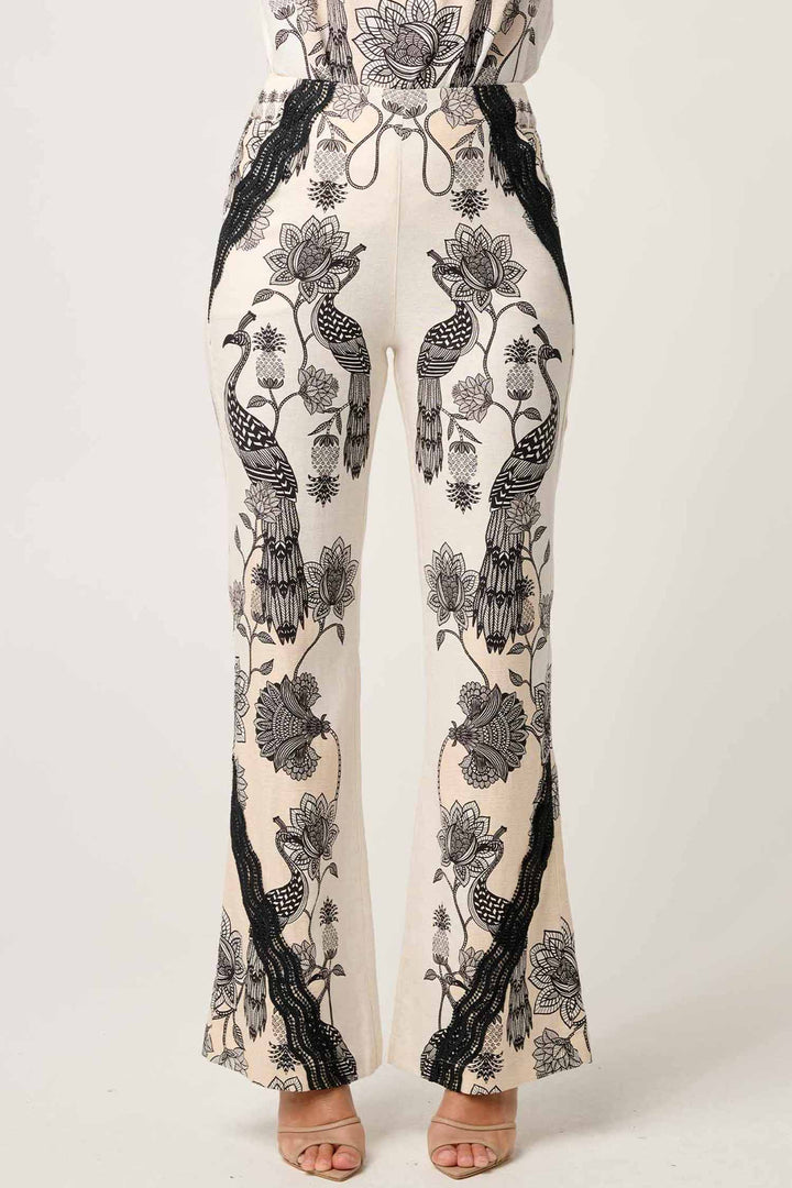 Leandro Contrast Lace Stretch Pant in Imperial Stone