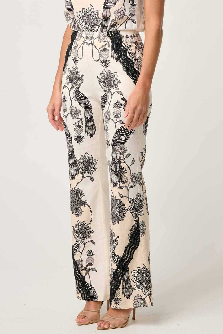 Leandro Contrast Lace Stretch Pant in Imperial Stone