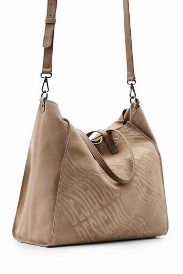 Leather Square Logo Bag in Fawn