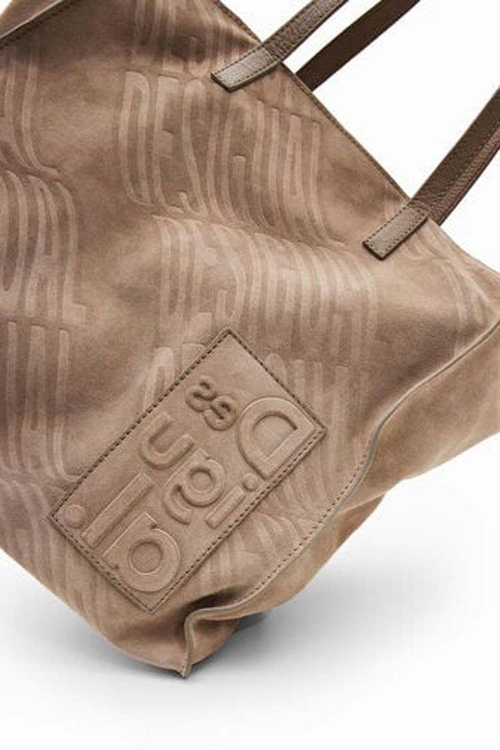 Leather Square Logo Bag in Fawn