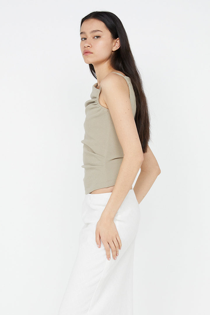 Leila Asym Tank in Taupe