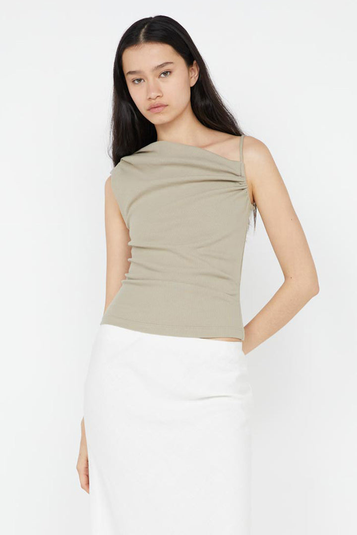 Leila Asym Tank in Taupe