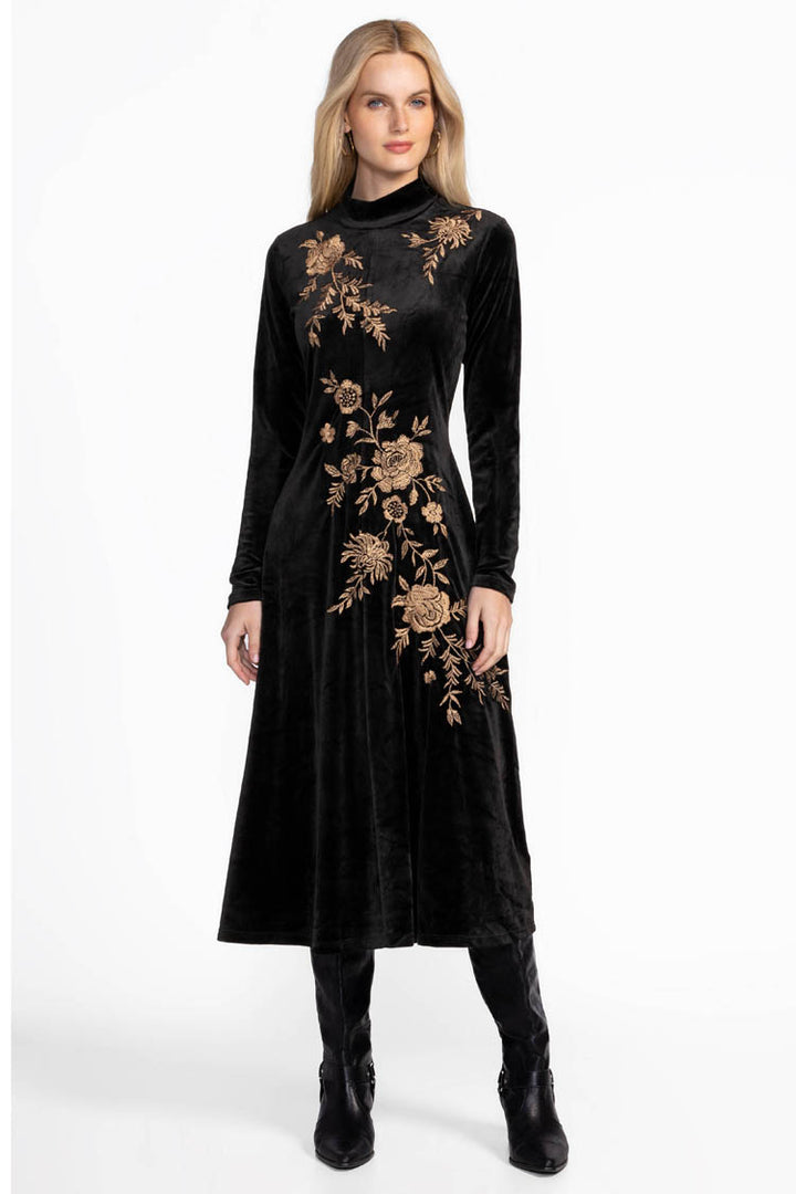 Lenon Stretch Velvet Mock Neck Dress