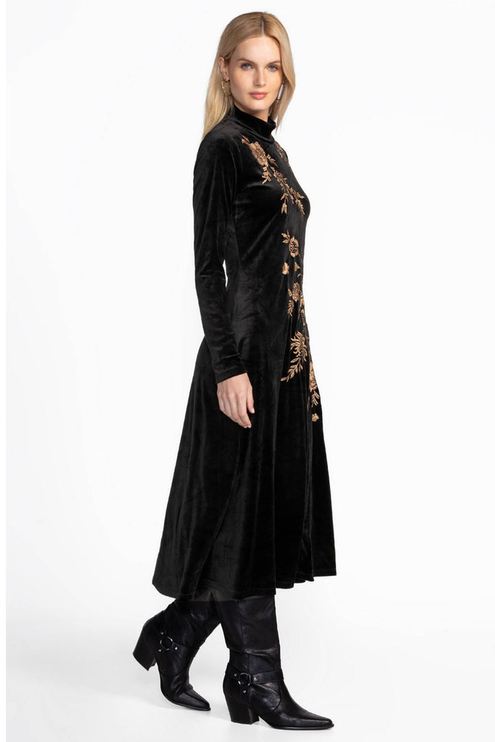 Lenon Stretch Velvet Mock Neck Dress
