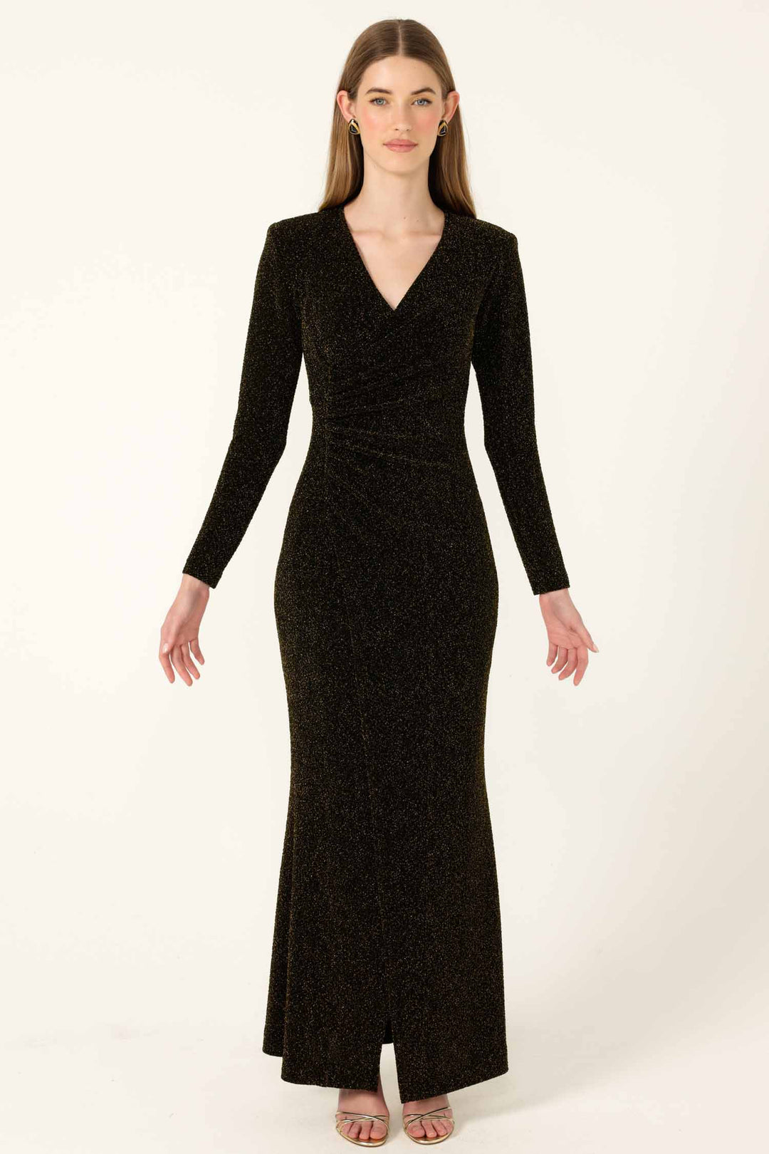 Lenora Maxi Dress in Black Gold