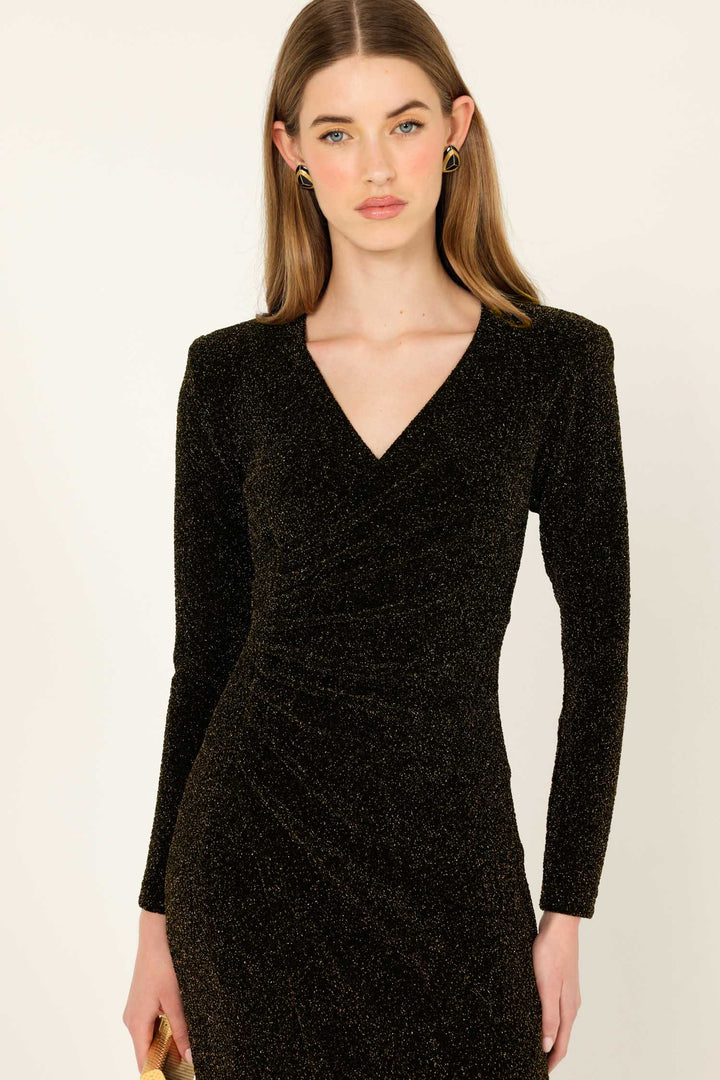 Lenora Maxi Dress in Black Gold