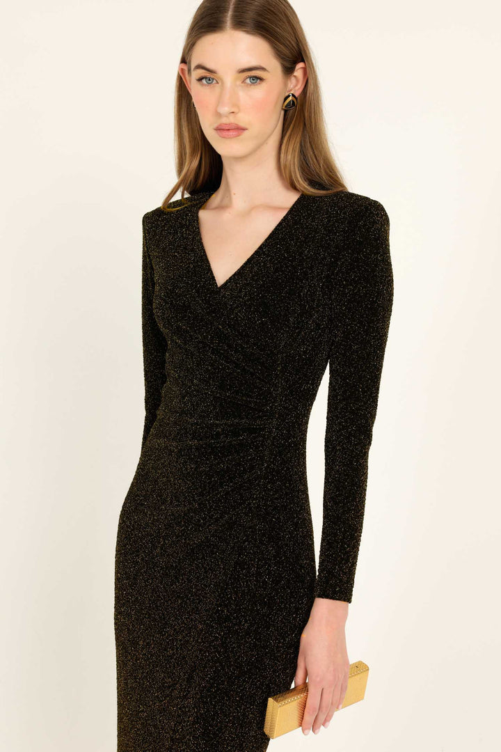 Lenora Maxi Dress in Black Gold