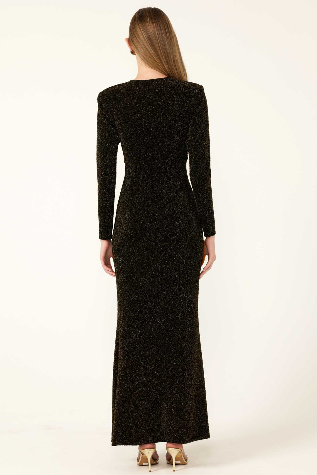 Lenora Maxi Dress in Black Gold