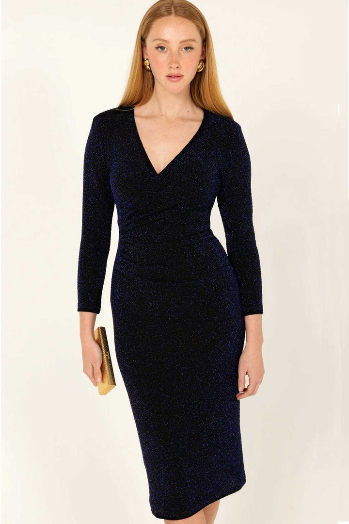 Lenora Midi Dress in Midnight
