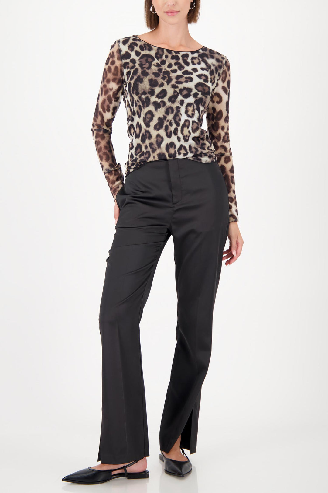 Leopard T-Shirt w A/O Mesh in Black Print