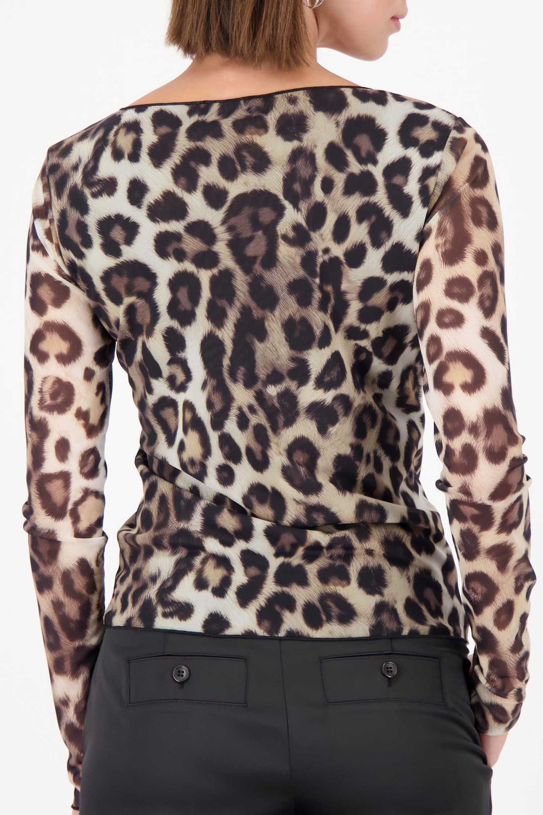 Leopard T-Shirt w A/O Mesh in Black Print