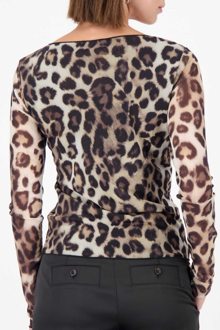 Leopard T-Shirt w A/O Mesh in Black Print