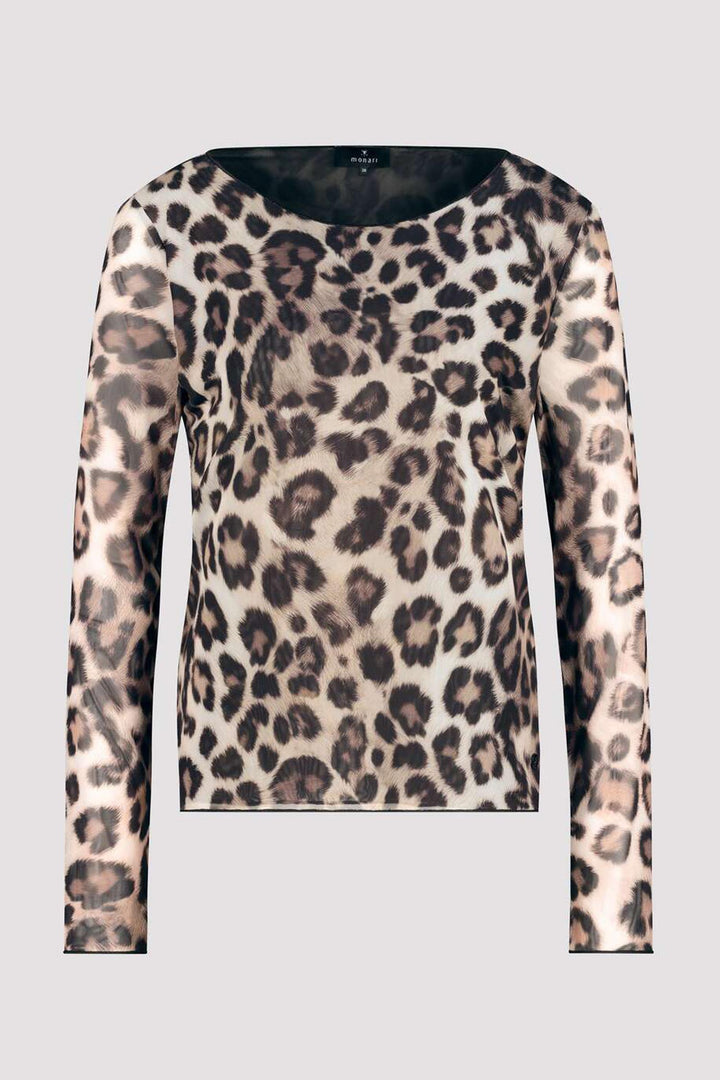 Leopard T-Shirt w A/O Mesh in Black Print
