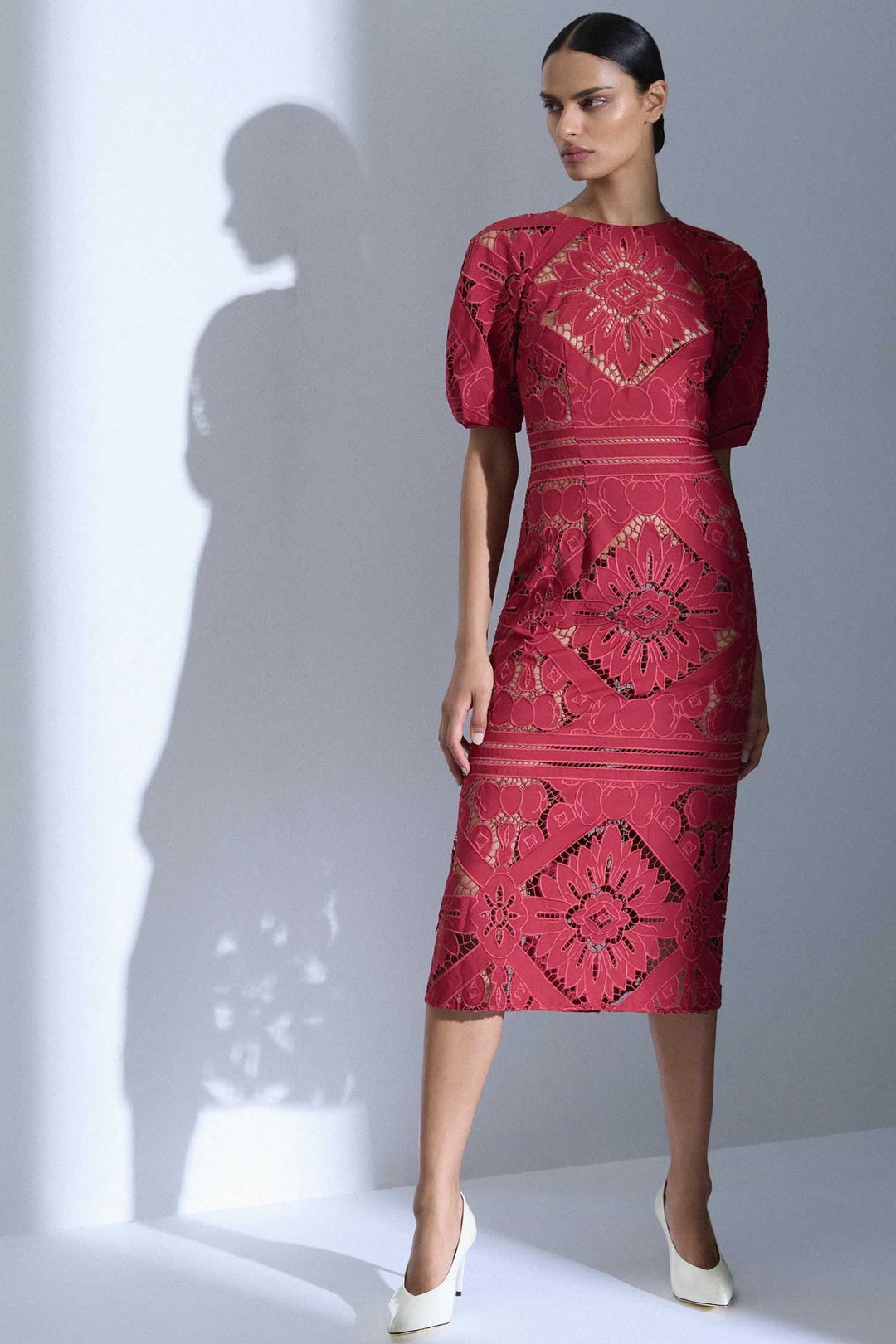 Letitia Midi Dress in Garnet