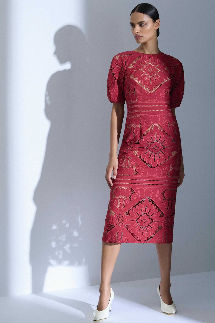 Letitia Midi Dress in Garnet