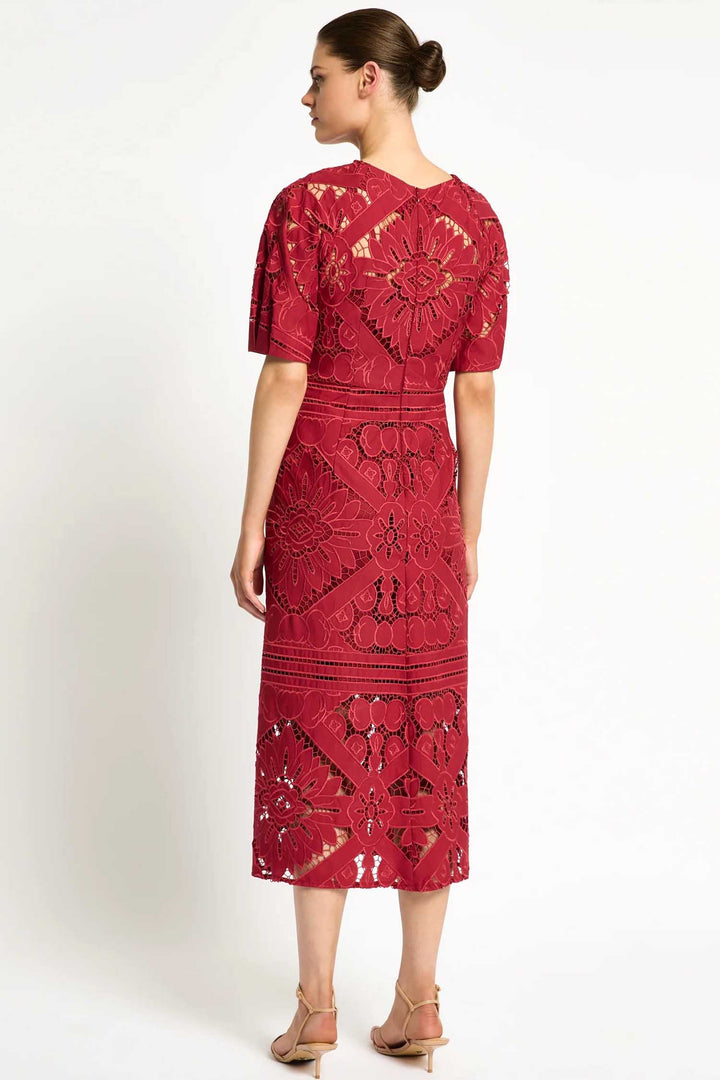 Letitia Midi Dress in Garnet