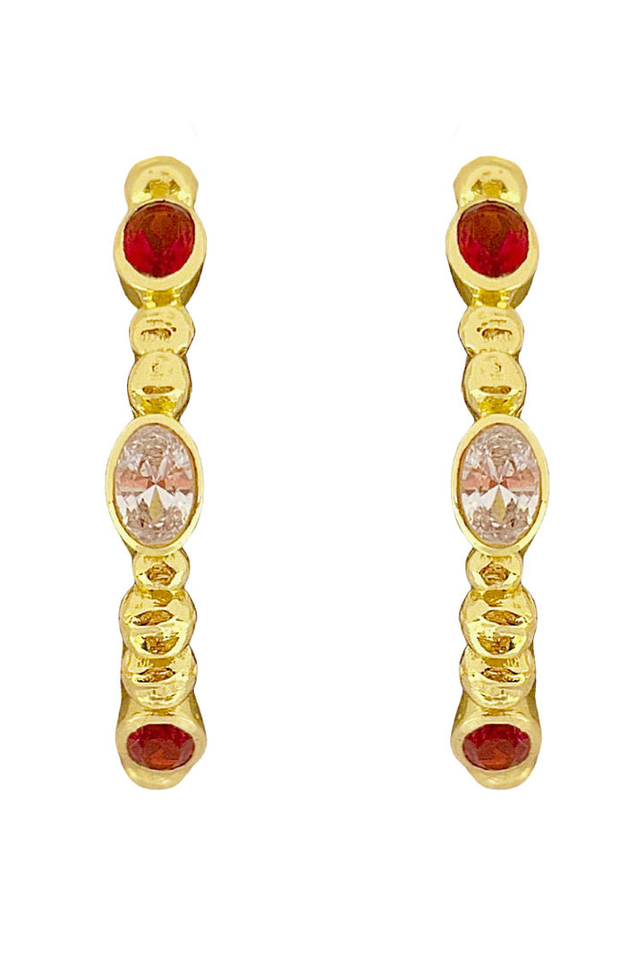 Lex Hoops w Red Glass