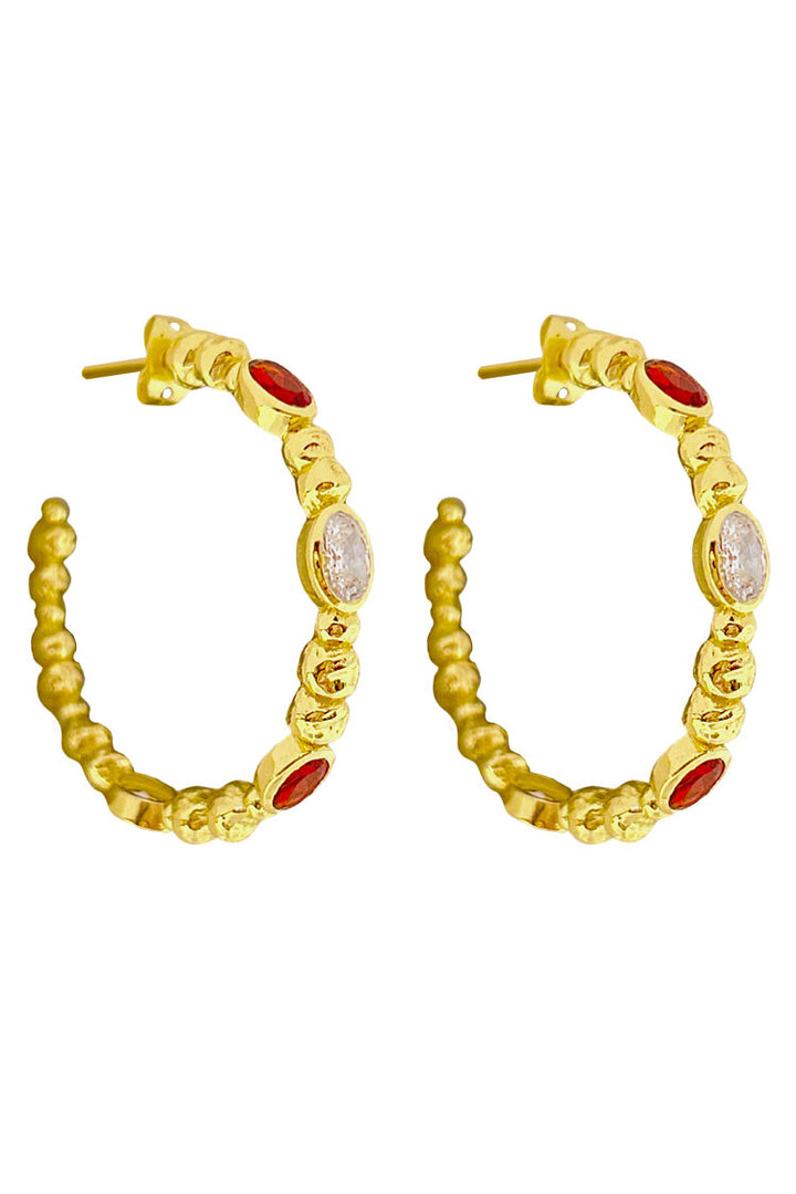 Lex Hoops w Red Glass