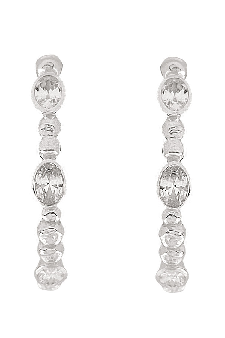 Lex Hoops w White Gemstone