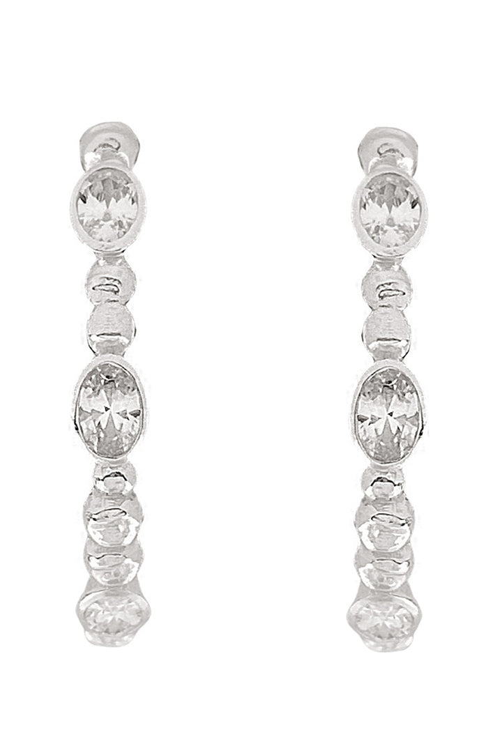 Lex Hoops w White Gemstone