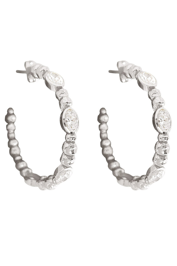 Lex Hoops w White Gemstone