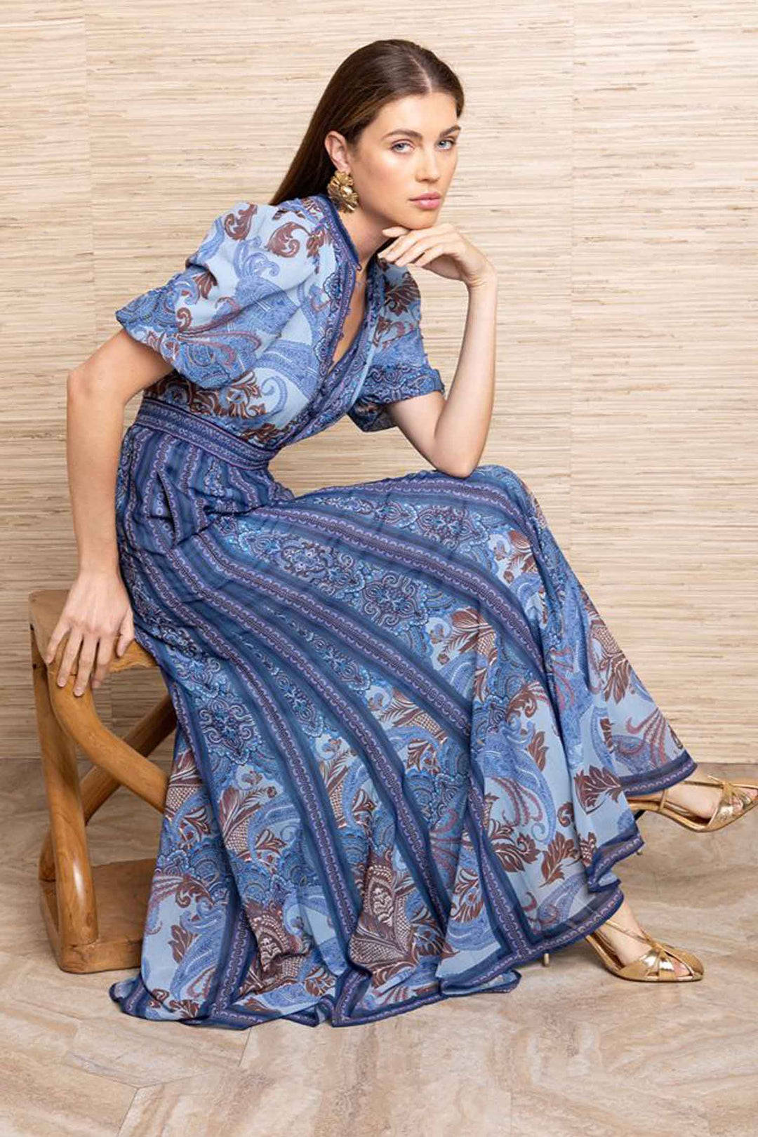 Liliosa S/S Long Dress in Blue