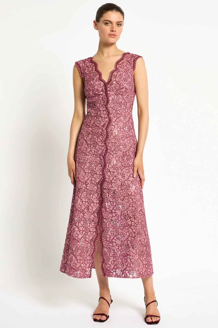 Lily A-Line Midi Dress in Garnet Blush