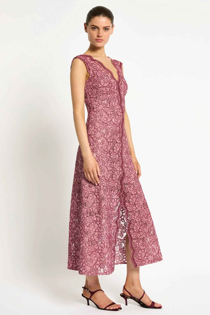 Lily A-Line Midi Dress in Garnet Blush