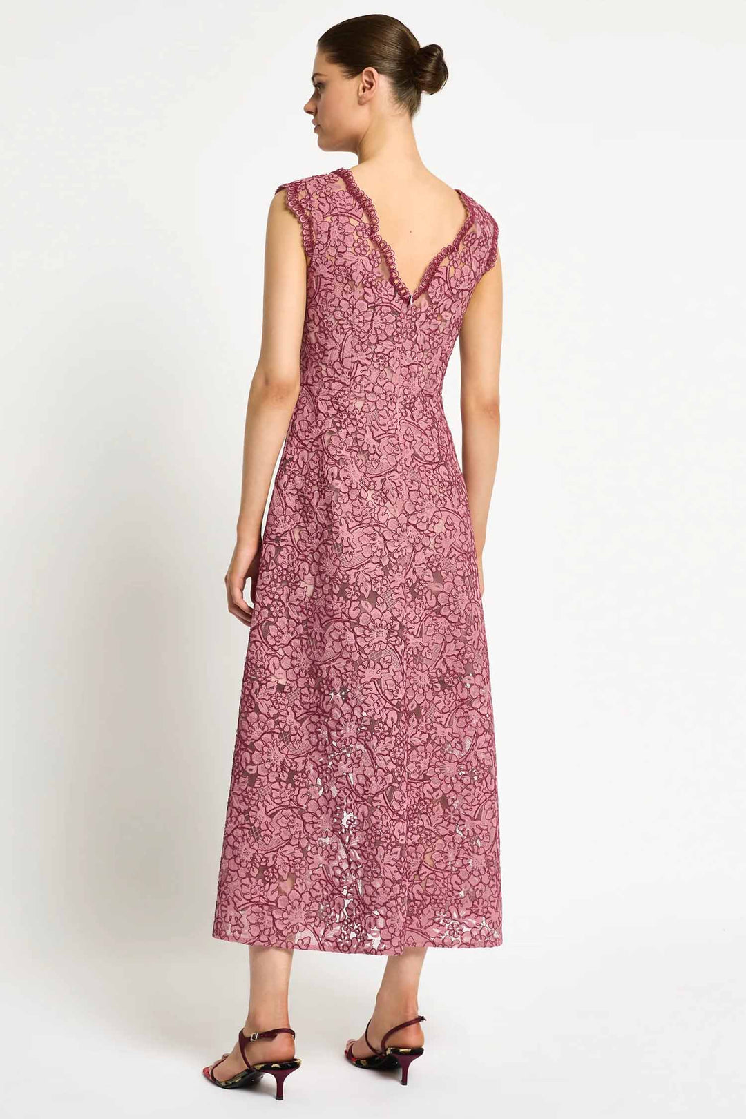 Lily A-Line Midi Dress in Garnet Blush