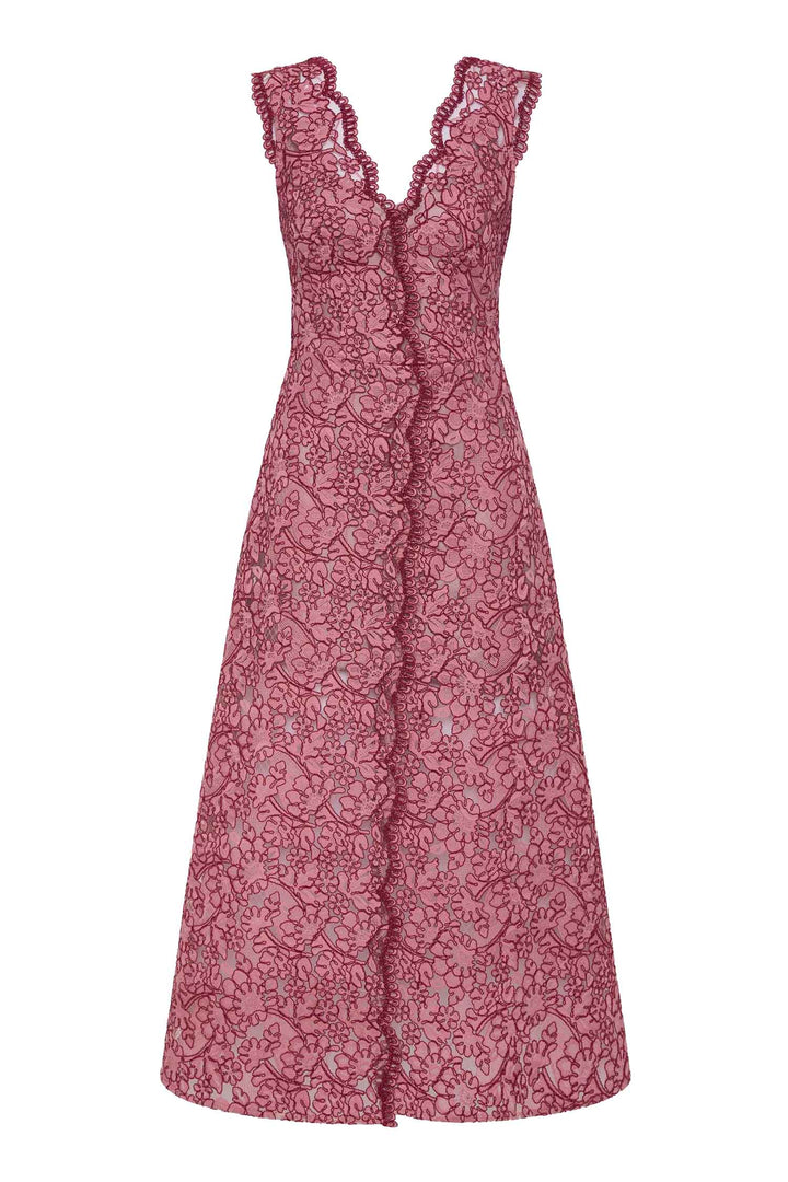 Lily A-Line Midi Dress in Garnet Blush