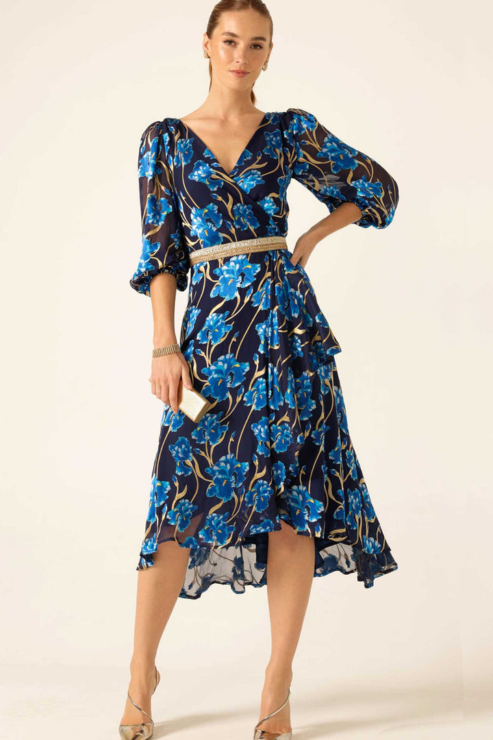 Linnee Wrap Dress in Blue Iris