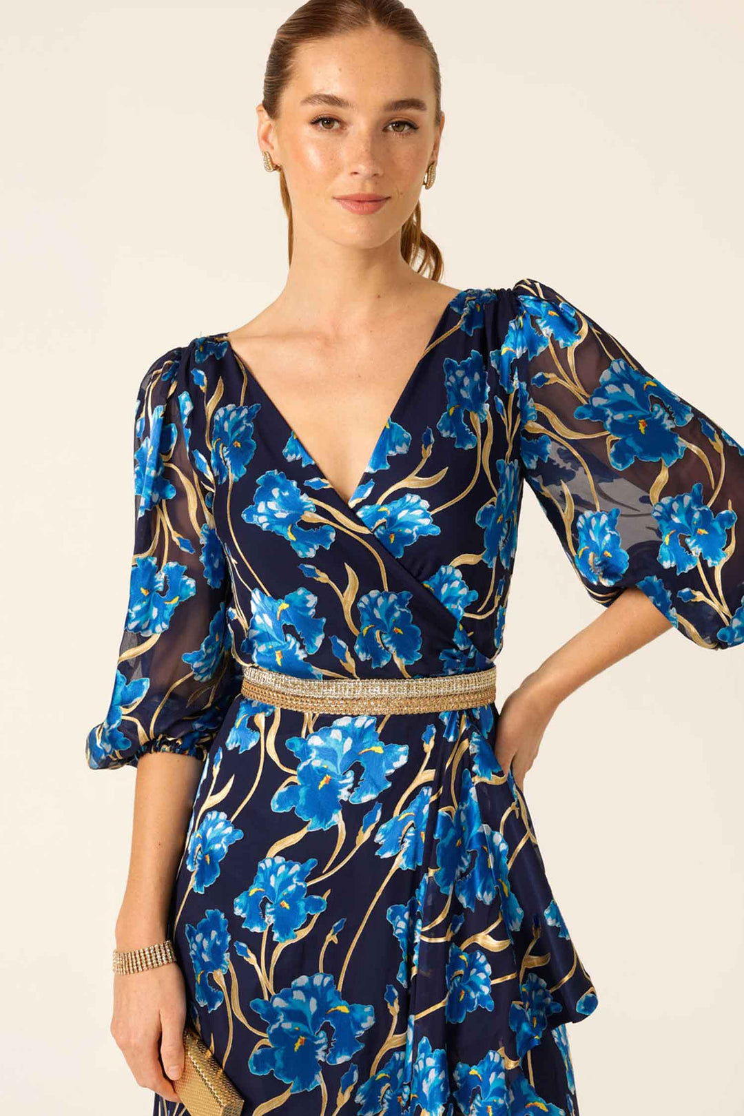 Linnee Wrap Dress in Blue Iris