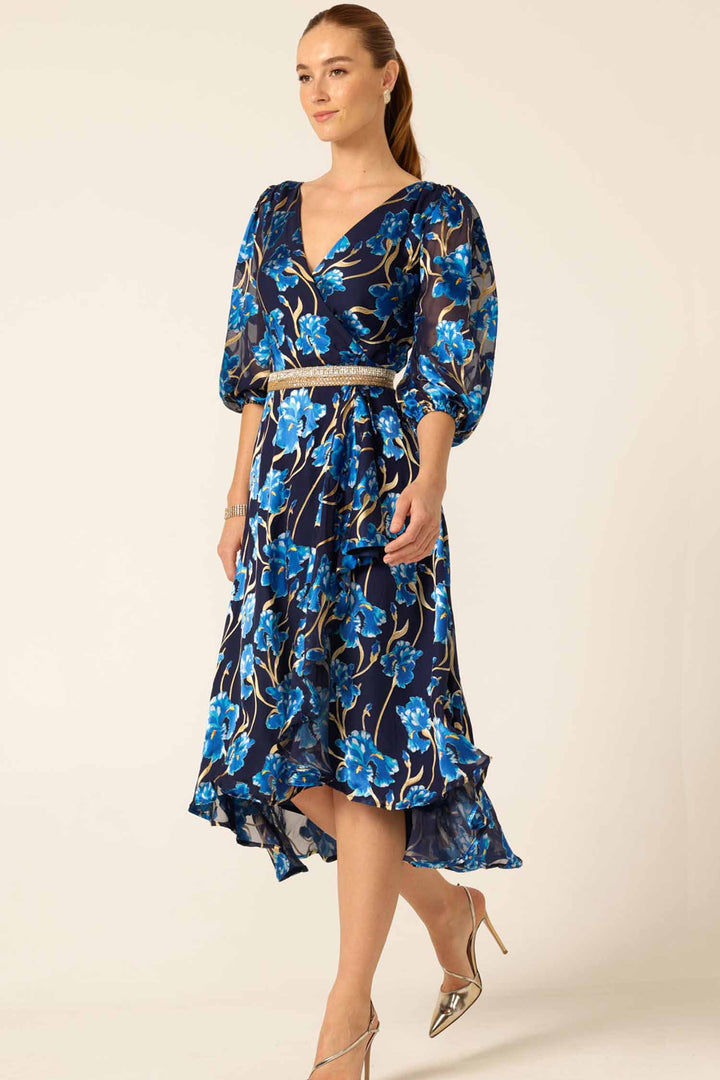 Linnee Wrap Dress in Blue Iris