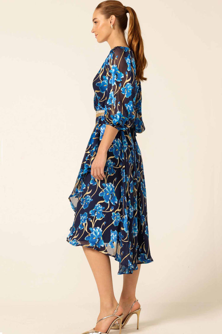 Linnee Wrap Dress in Blue Iris