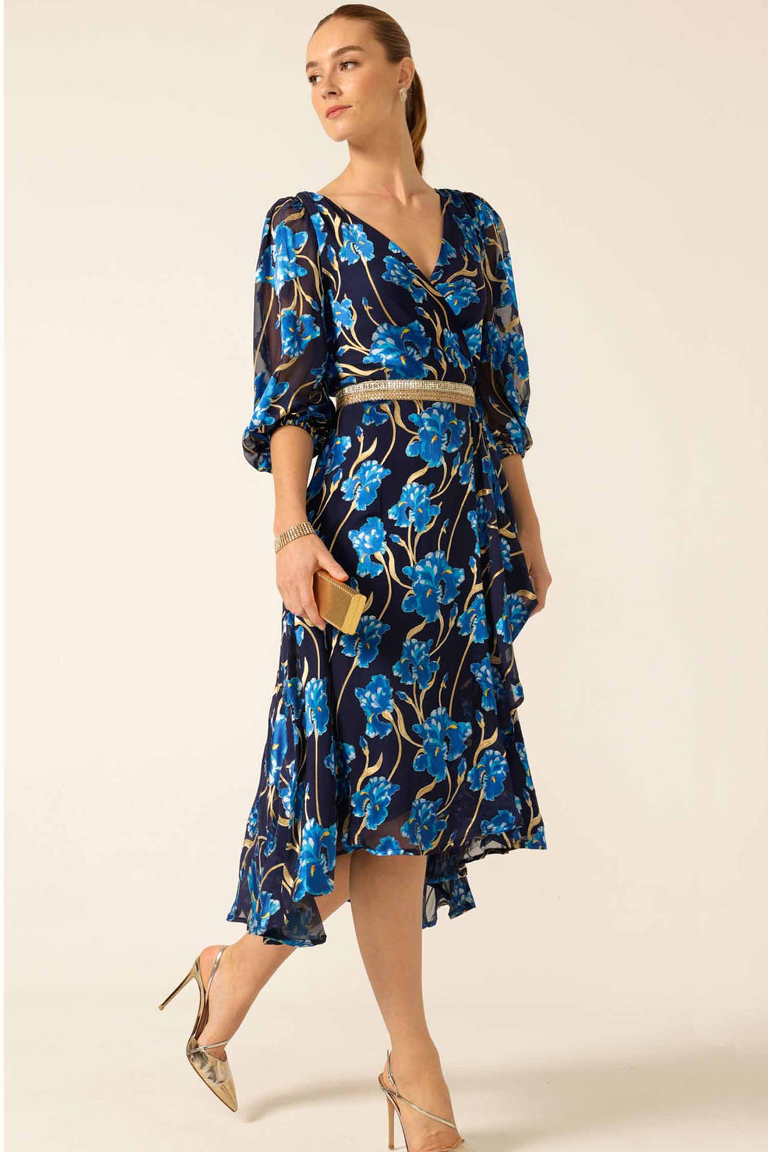 Linnee Wrap Dress in Blue Iris