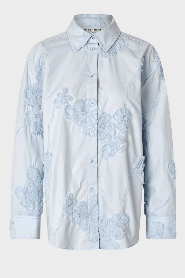 Liverno 3D Flower Shirt in Gray Dawn