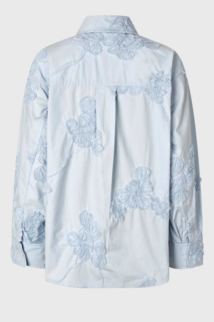 Liverno 3D Flower Shirt in Gray Dawn