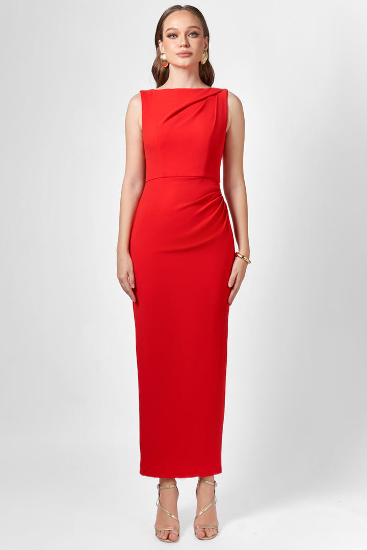 Livia High Neck Maxi in Cherry Red
