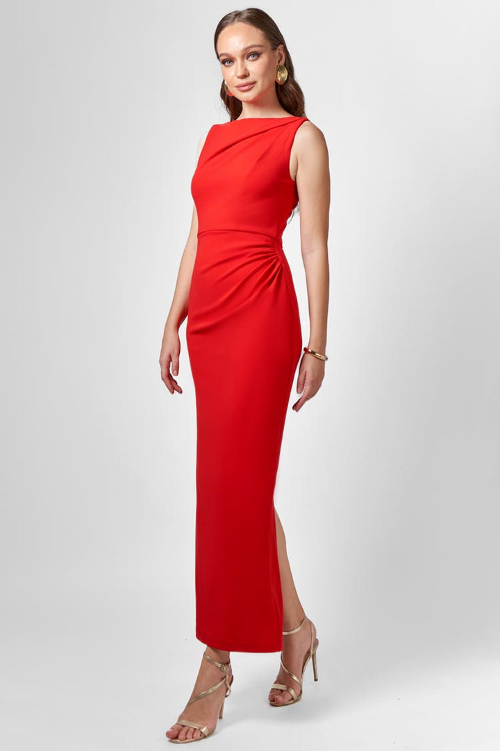 Livia High Neck Maxi in Cherry Red