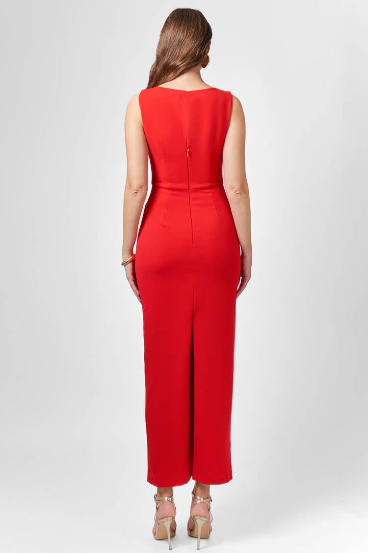 Livia High Neck Maxi in Cherry Red