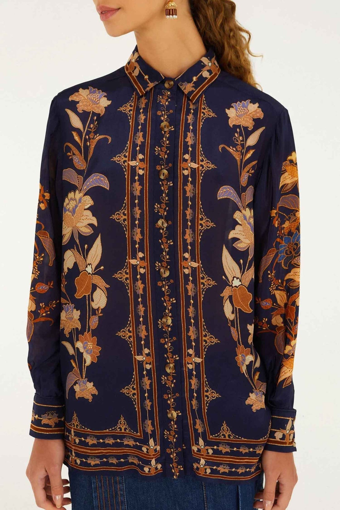 Liz Pajama Shirt in Navy Blue