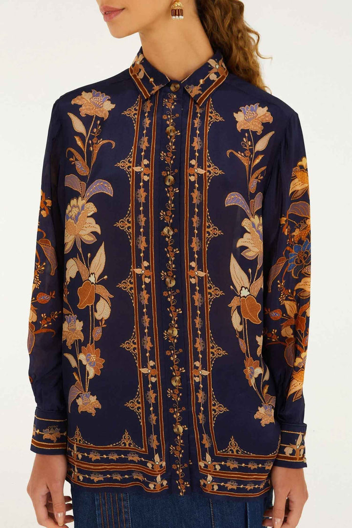 Liz Pajama Shirt in Navy Blue