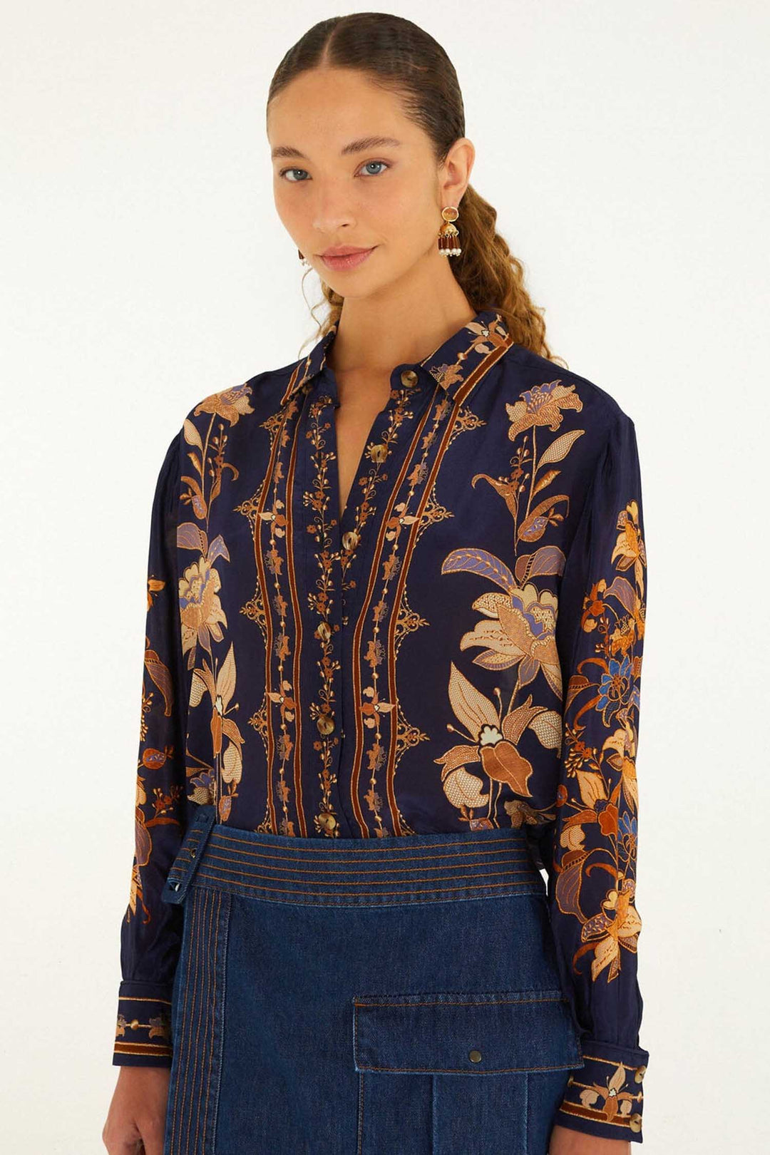 Liz Pajama Shirt in Navy Blue