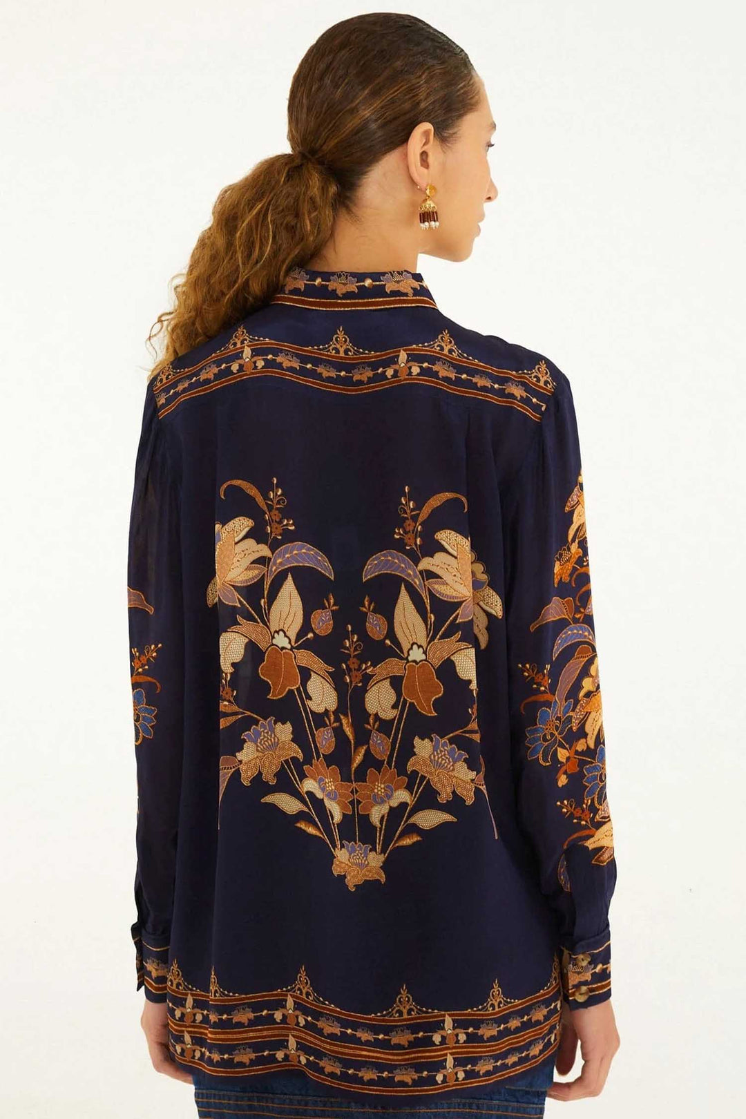 Liz Pajama Shirt in Navy Blue