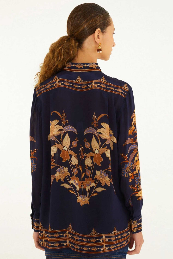Liz Pajama Shirt in Navy Blue