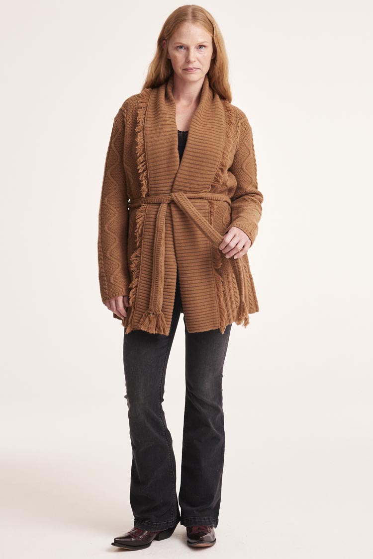 Lois Wrap Cardigan in Camel