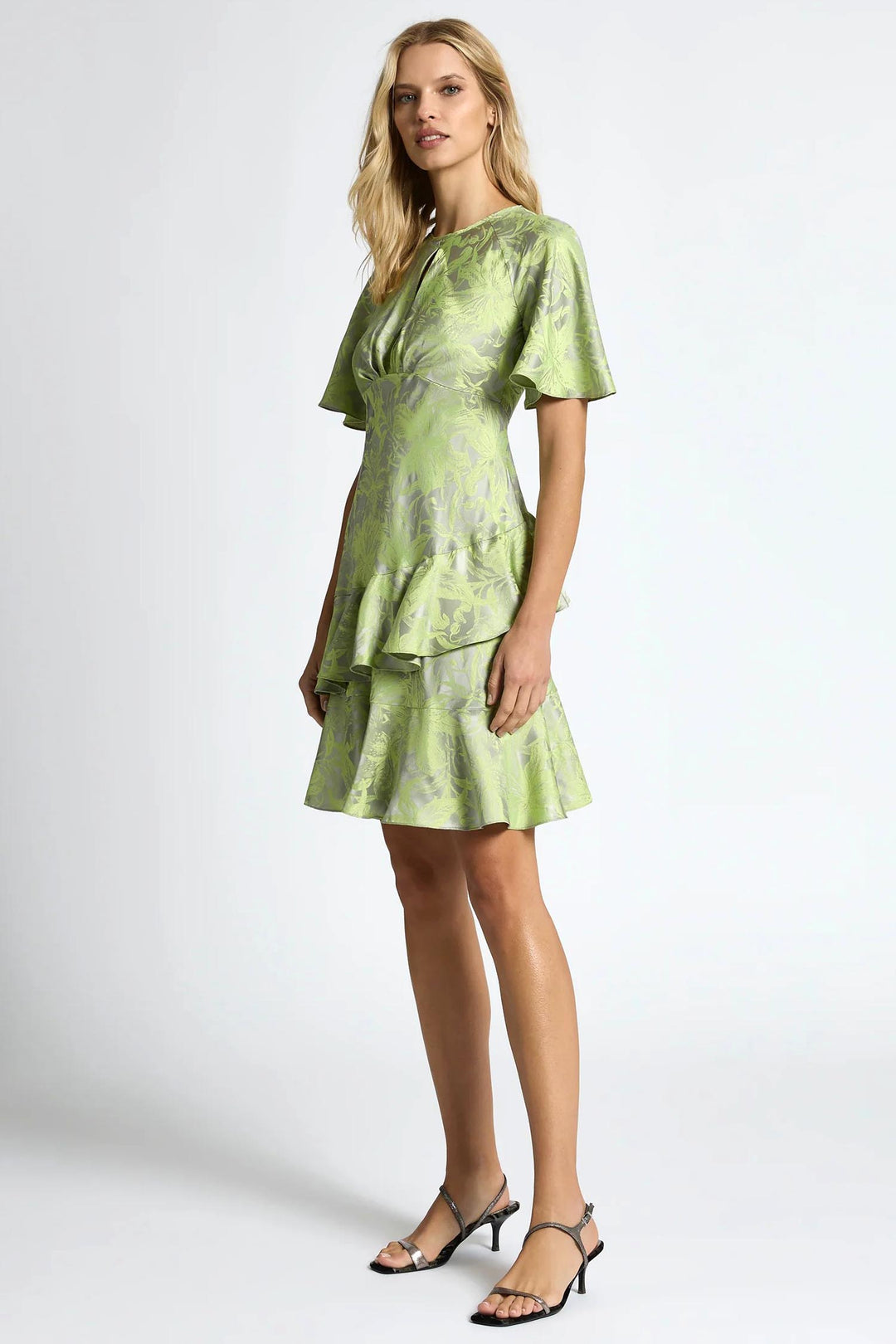 Lolita Short Mini Dress in Silver Lime