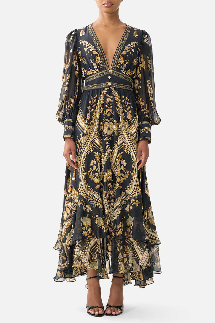Long Button Front Dress in Taurus Rising